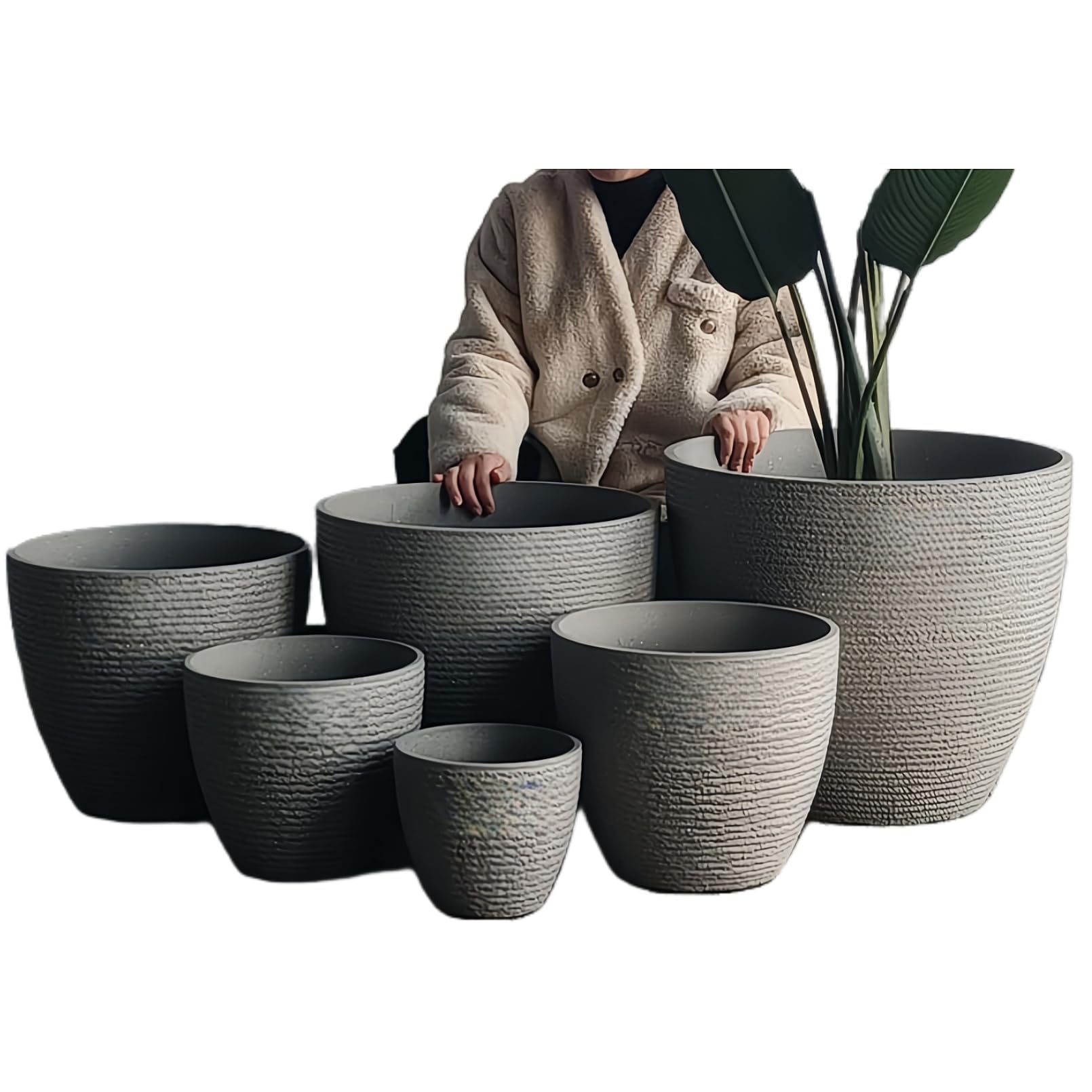 Amazon.co.jp: 植木鉢 大型 おしゃれ プランター 観葉植物 鉢 軽量 石